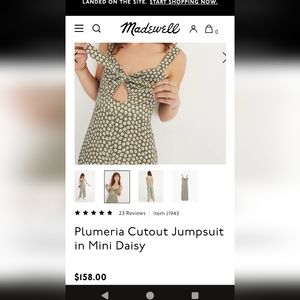 Madewell Plumeria Mini Daisy Cutout Jumpsuit size 4